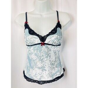 Victoria’s Secret Angels Blue Velvet Lace Cami Y2K Coquette Lingerie Small